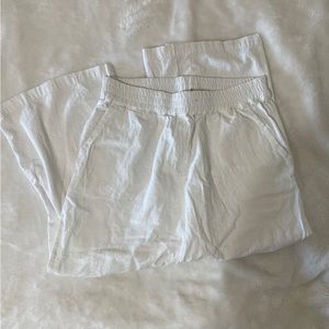 Cropped White linen pants